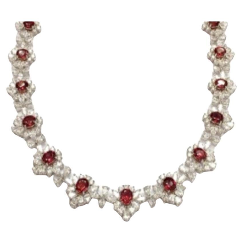 NWT $350, 000 18KT Gold Fancy Large Glittering Fancy Ruby Diamond Necklace For Sale