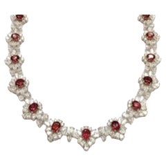NWT $350, 000 18KT Gold Fancy Large Glittering Fancy Ruby Diamond Necklace