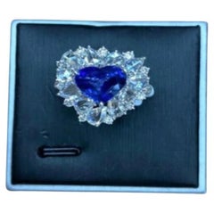 NWT $35, 000 Rare 18KT Gold 5.50CT Heart Ceylon Sapphire Rose Cut Diamond Ring