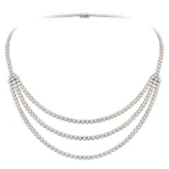 Nwt $35, 000 Rare Fancy 18kt Gold Gorgeous 3 Three Strand Diamond Necklace