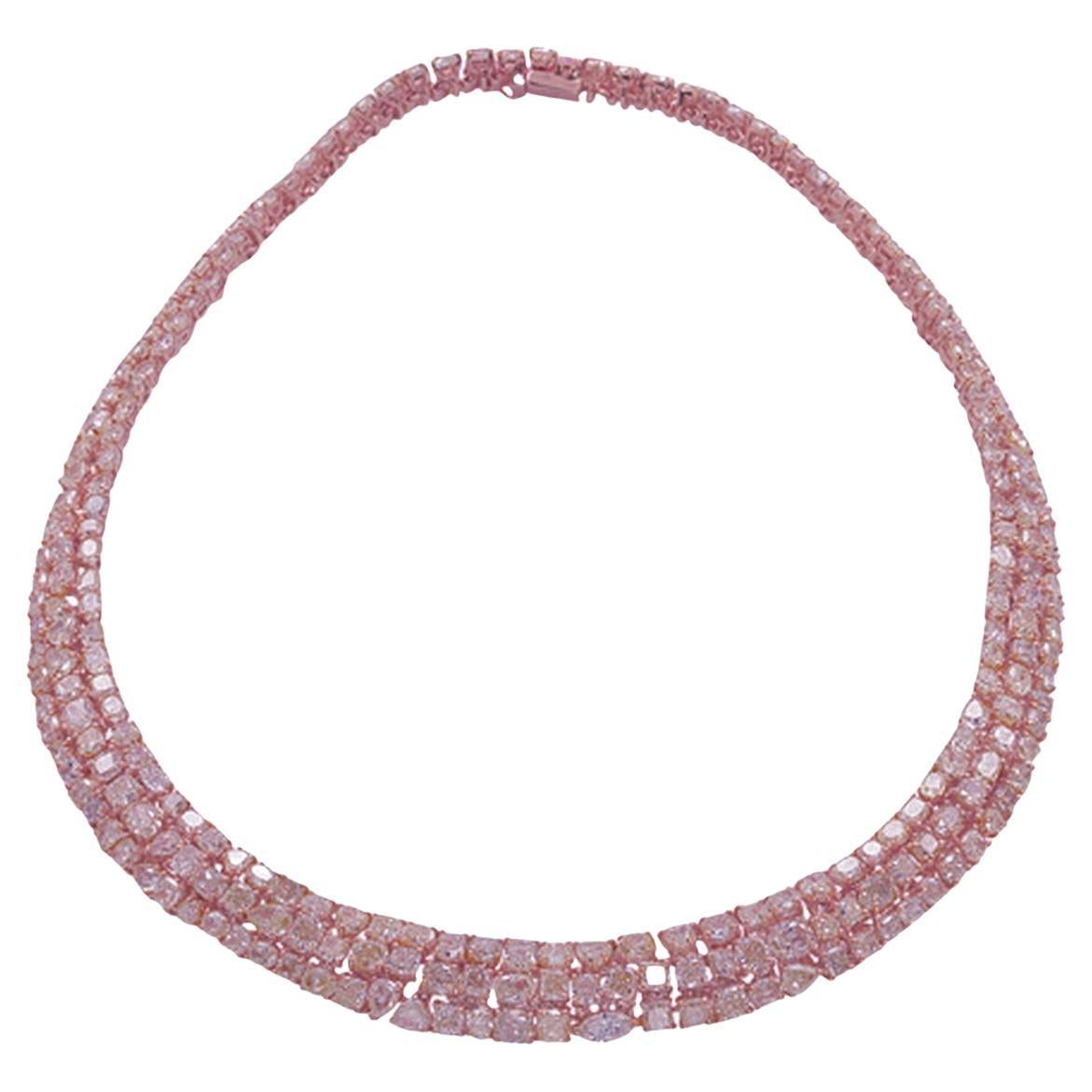 NWT $357, 465 18KT Gold Rare Large Magnificent Fancy Pink Diamond Necklace For Sale
