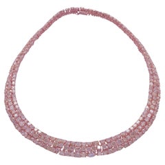 NWT $357, 465 18KT Gold Rare Large Magnificent Fancy Pink Diamond Necklace