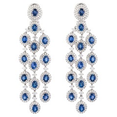 NEU 36, 000 18KT Ohrhänger mit glitzerndem blauem Saphir und Diamant