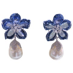 NWT $36, 500 Orecchini in oro 18KT con perle di mare barocche e diamanti