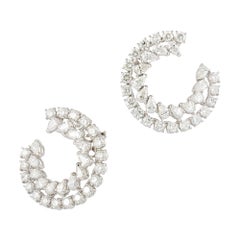NWT $37, 500 18KT Gold Fancy Gorgeous Glittering Diamond Twist C Shape Earrings