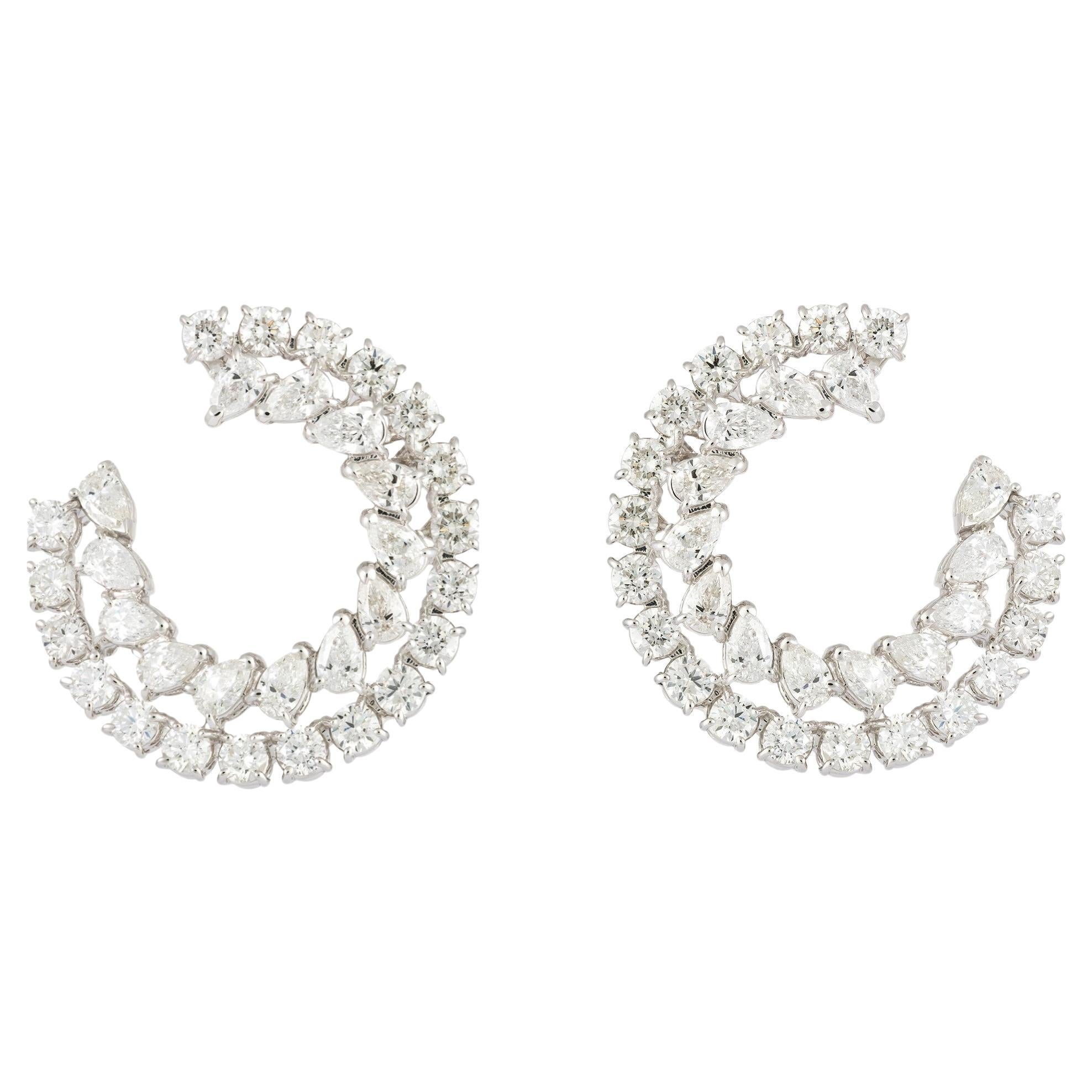 NWT $37, 500 18KT Gold Fancy Gorgeous Glittering Diamond Twist C Shape Earrings