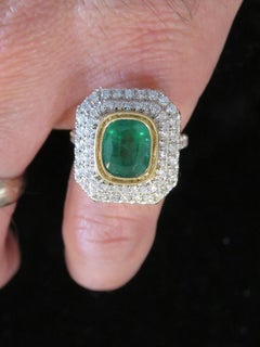 NWT $37, 500 Rare Important 18KT Gold Large 3.75CT Emerald Diamond Ring