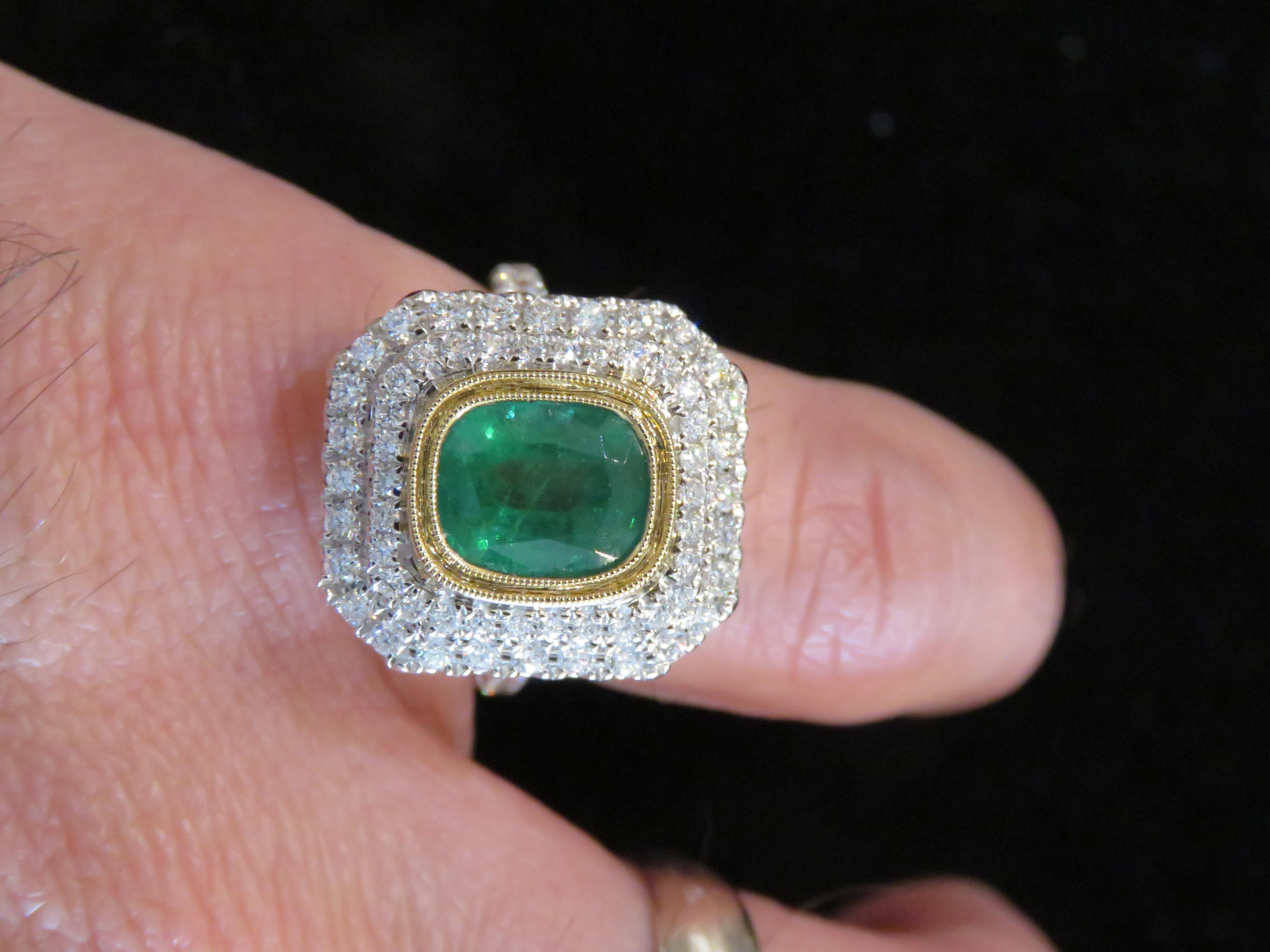 NWT $37, 500 Rare Important 18KT Gold Large 3.75CT Emerald Diamond Ring ...