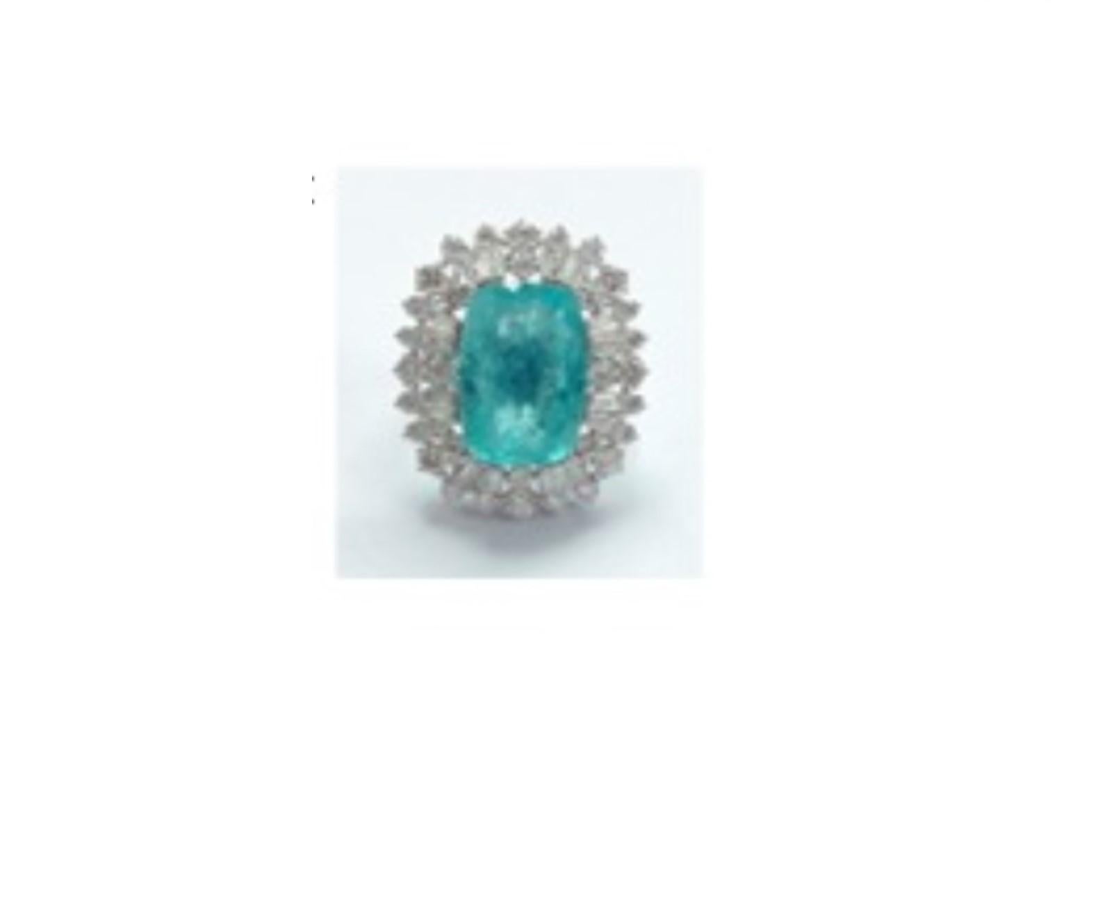Taglio misto NWT $380.000 18KT Raro squisito anello con diamante Paraiba Massive Fancy Glittering in vendita
