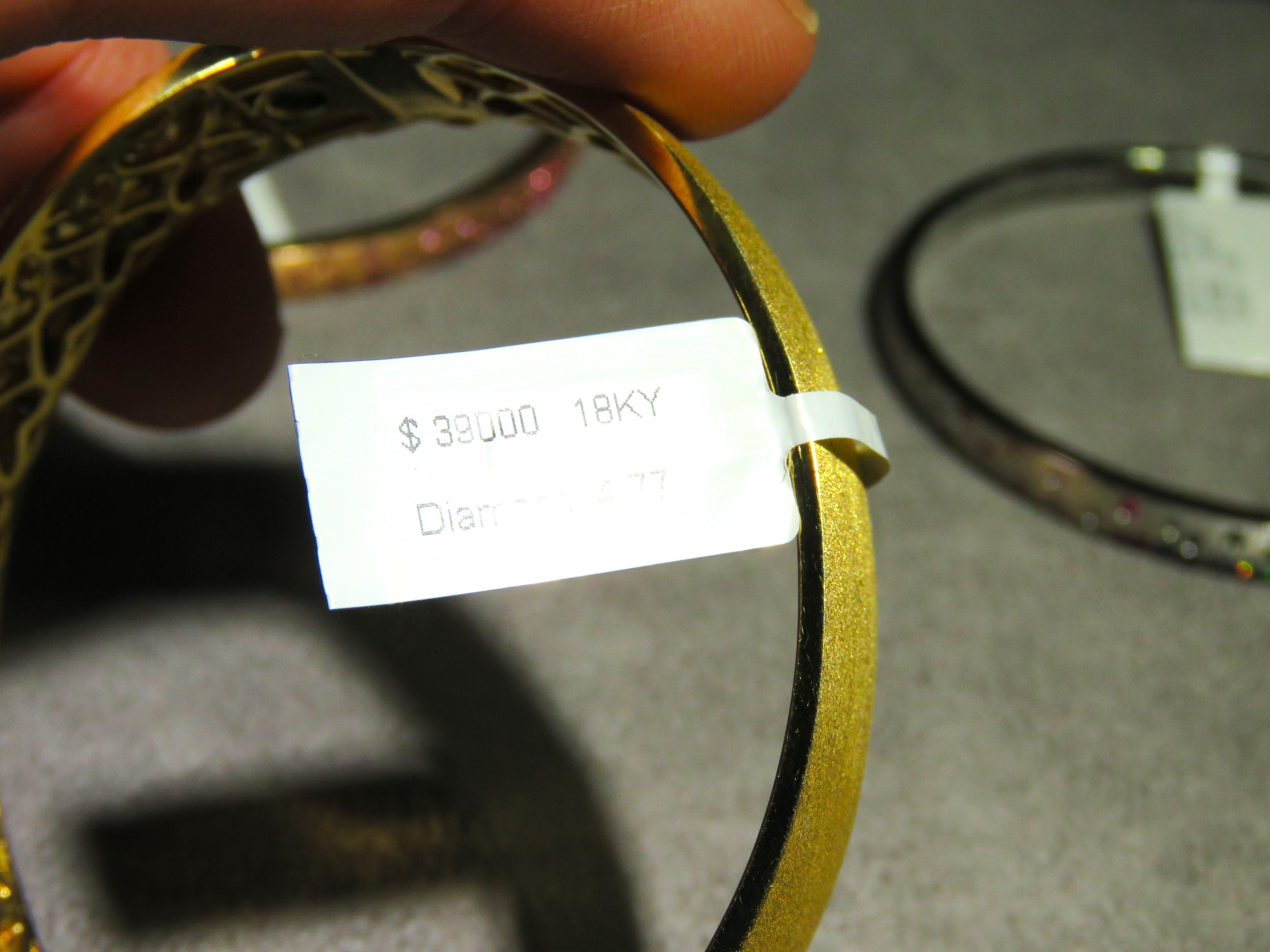 Women's NWT $39, 000 18KT Yellow Gold Fancy Glittering Diamond Bracelet Bangle Cuff For Sale