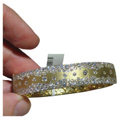 NEU $39, 000 18KT Gelbgold Ausgefallener glitzernder Diamantarmreif Armband-Armreif mit Manschette