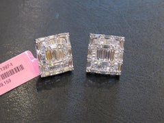 Nwt $39, 153 Rare 18kt White Gold Fancy Large 4ct Emerald Cut Diamond Earrings