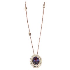 NWT $4, 000 Rare Gorgeous 18KT Gold Fancy Tanzanite and Diamond Pendant Necklace
