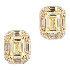 NEU $4, 300 18KT Fancy Glitzer glitzernde hellgelbe venezianische Diamant-Ohrstecker, neu mit Diamanten