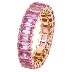 Eternity-Ring, neu mit 4, 800er großem glitzerndem rosa Saphir, 18KT
