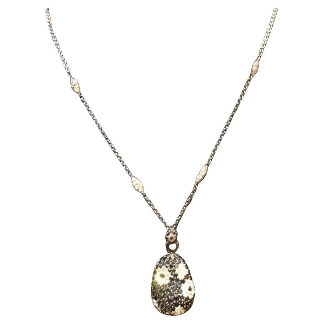 NWT $4, 800 Fancy Glittering 14.50CT Black White Sapphire Pendant Necklace For Sale
