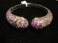 NEU $4, 800 Fancy Glittering 23CT Mehrfarbiges Saphir-Armreif Armband Armreif Manschette