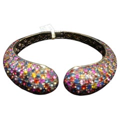 NWT $4, 800 Fancy Glittering 23CT Multi Color Sapphire Bracelet Bangle Cuff