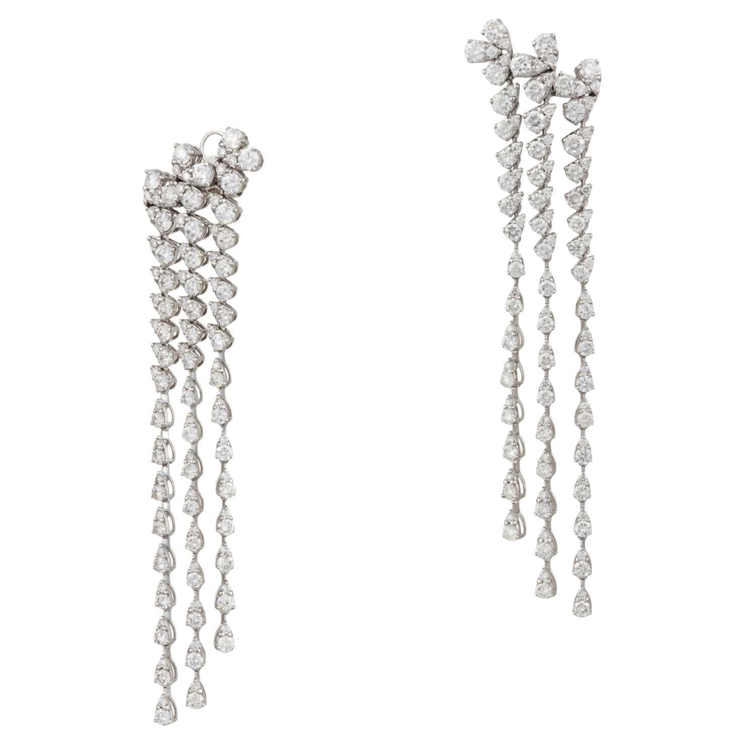 NWT $40, 00 18KT Gold Fancy Long Fringe Diamond Earrings