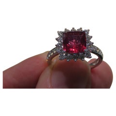 NWT $41, 000 18KT Fancy Large Glittering Rare Natural Red Spinel Diamond Ring