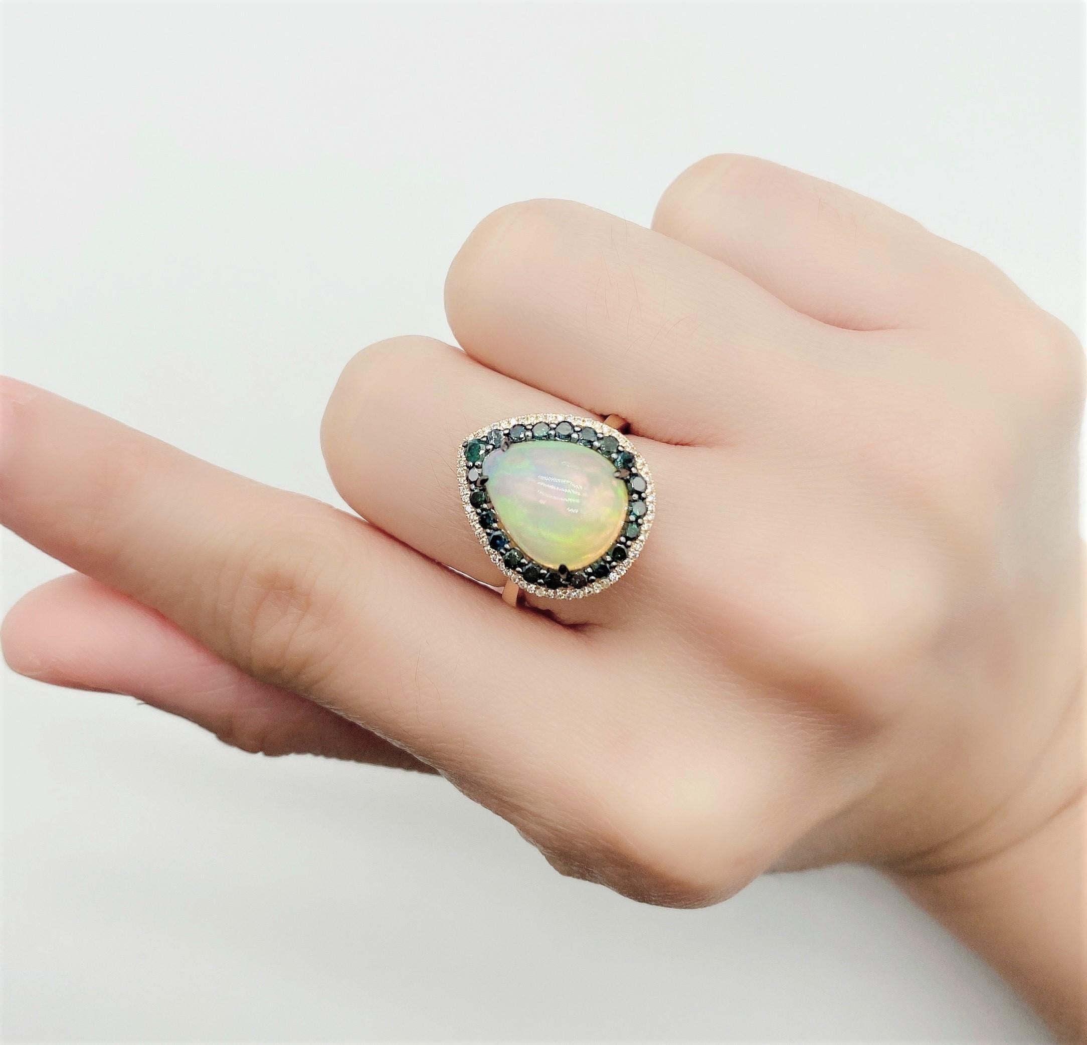 Mixed Cut NWT 4, 119 Rare 18KT Gold Fancy Opal Blue Sapphire Diamond Ring For Sale