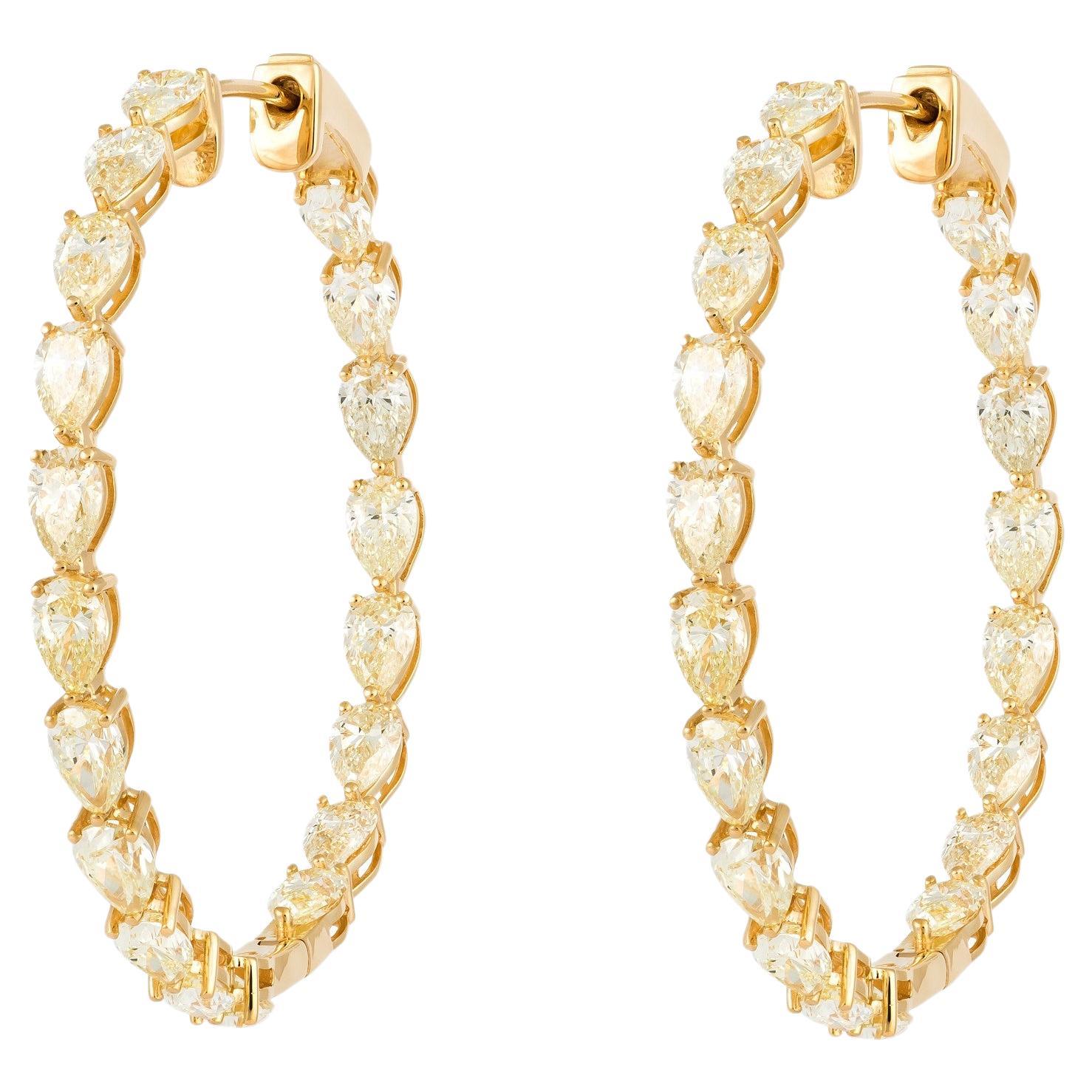 NWT $42 000 Or 18KT Magnifique Diamant jaune fantaisie Poire Dangle Boucles d'oreilles Or en vente