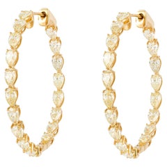 NWT $42 000 Or 18KT Magnifique Diamant jaune fantaisie Poire Dangle Boucles d'oreilles Or