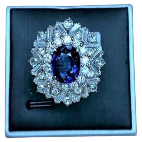 NWT $42, 000 18KT Gold Rare Gorgeous 9CT Ceylon Blue Sapphire Diamond Ring