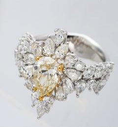 NWT $42, 000 Rare Important Fancy 18KT Gold Yellow Diamond Ring