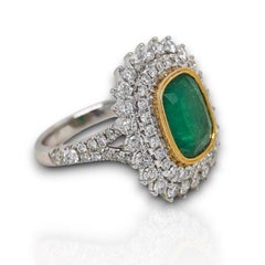 NWT $42, 000 Rare Important GIA 18KT Gold Large 5.50CT Emerald and Diamond Ring