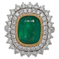 NWT $42, 000 Rare Important GIA 18KT Gold Large 5.50CT Emerald and Diamond Ring