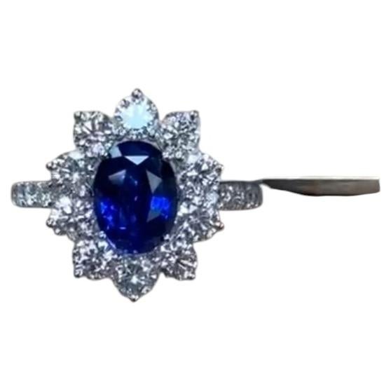 NWT $42 500 Platinum Gorgeous LARGE Fancy Oval Sapphire Diamond Ring For Sale