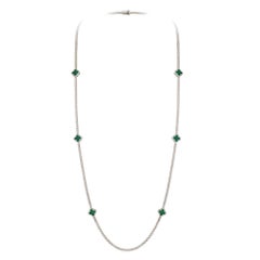 NWT $45, 000 Important 18KT Gold Large Fancy Emerald Diamond Clover Necklace