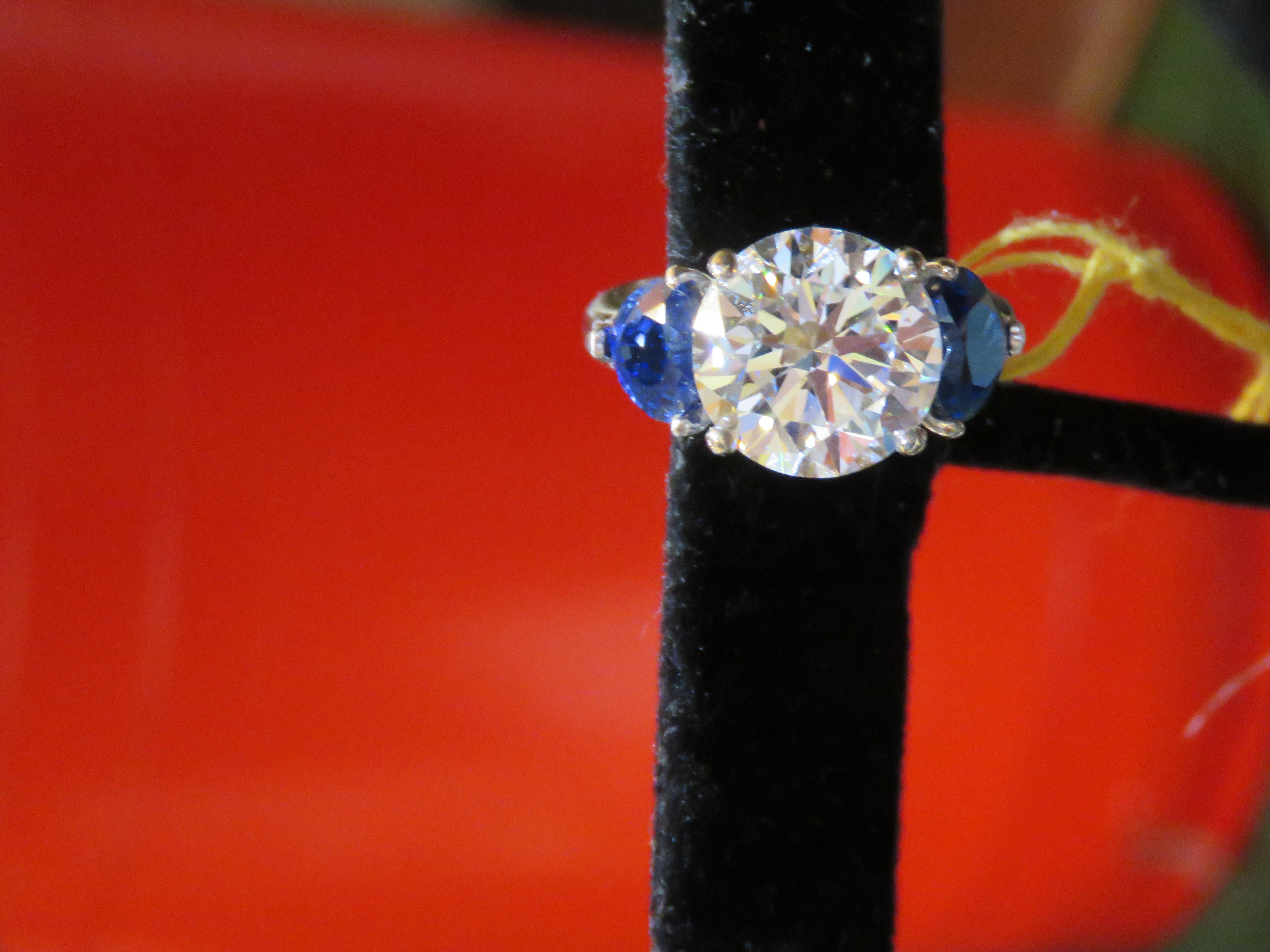 Magnificent Important Platinum GIA 6.50CT Diamond Natural Sapphire Heart Ring For Sale 5