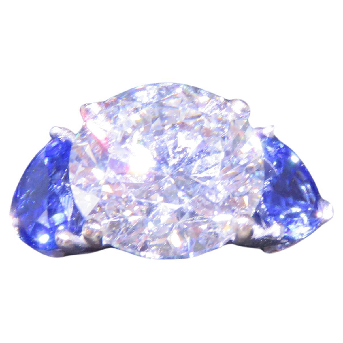 Magnificent Important Platinum GIA 6.50CT Diamond Natural Sapphire Heart Ring