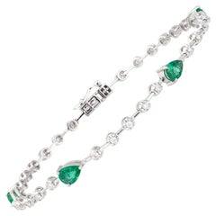 NEU $4500 18KT Gold Glitzerndes Fancy Birnengrünes Smaragd-Diamant-Armband