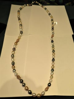 NWT $45, 000 18KT Gold Fancy South Sea Multi Large Pearl Cognac Diamond Necklace