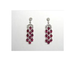 NWT $46, 500 18KT Gold Ruby Draping Fancy Ruby Drop Diamond Dangle Earrings
