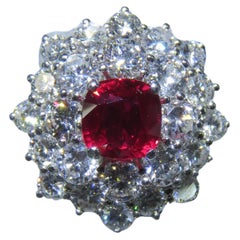 NWT $47, 500 Fancy Large 18KT Gold Glittering 5CT Ruby Diamond Cocktail Ring