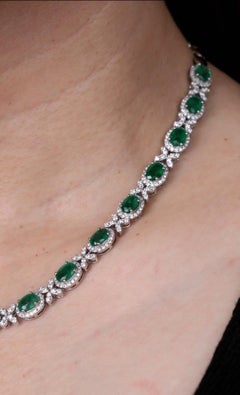 NWT $47, 500 Important 18KT Gold Large Fancy Emerald Diamond Strand Necklace