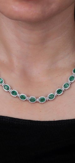 NWT $47, 500 Important 18KT Gold Large Fancy Emerald Diamond Strand Necklace