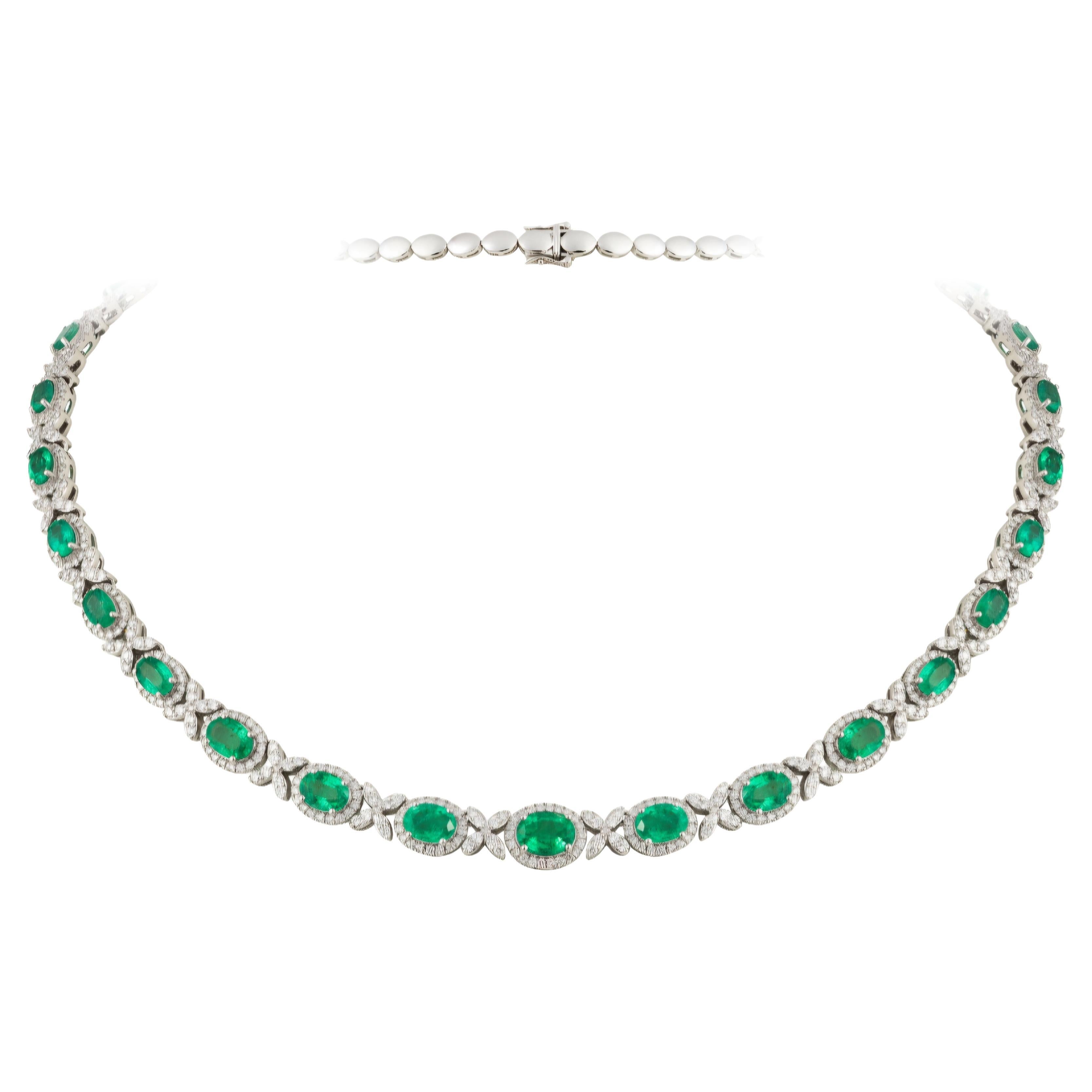 NWT $47, 500 Important 18KT Gold Large Fancy Emerald Diamond Strand Necklace