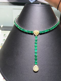 NWT $47, 900 18KT Large Fancy Glittering Fancy Emerald Yellow Diamond Necklace