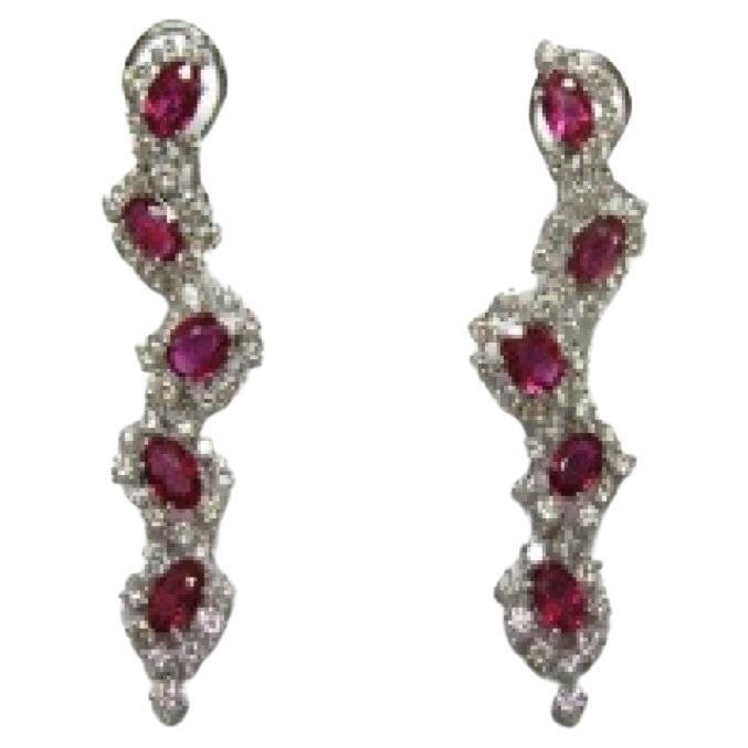 NWT $48, 000 18KT Gold Fancy Gorgeous 10CT Ruby Diamond Dangle Drop Earrings