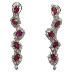 NWT $48, 000 18KT Gold Fancy Gorgeous 10CT Ruby Diamond Dangle Drop Earrings