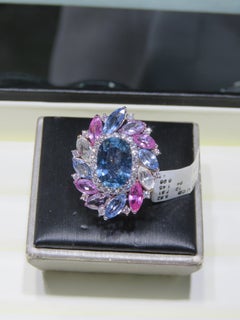 NWT $48, 000 Rare 18KT Gold Large Fancy Natural Sapphire Spinel Diamond Ring