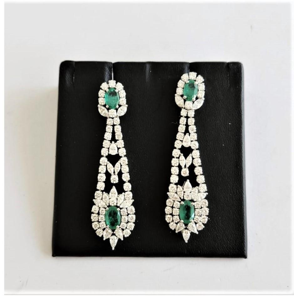 The Following Item we are offering is this Rare Important Radiant 18KT Gold Gorgeous Glittering and Sparkling Magnificent Fancy Emerald and Diamond Dangle Earrings. Earrings contain approx 10CTS of Beautiful Rare Fancy Emeralds and Diamonds!!!