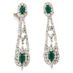 NWT $48,000 Or 18KT Fancy Gorgeous Glittering 10CT Emerald Diamond Earrings (en anglais)