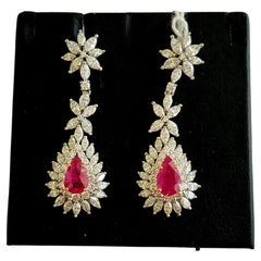 NWT $48,000 Or 18KT Fancy Gorgeous Glittering 11CT Rubis Diamant Boucles d'oreilles