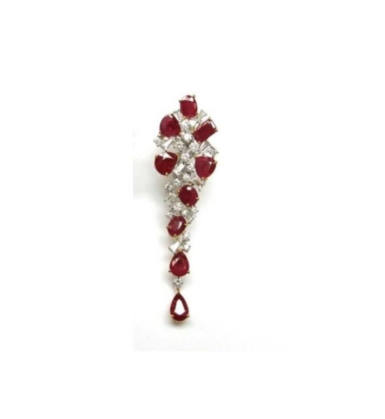 NWT $48,000 Rare Important 18KT Gold 21CT Burmese Ruby Diamond Dangle ...